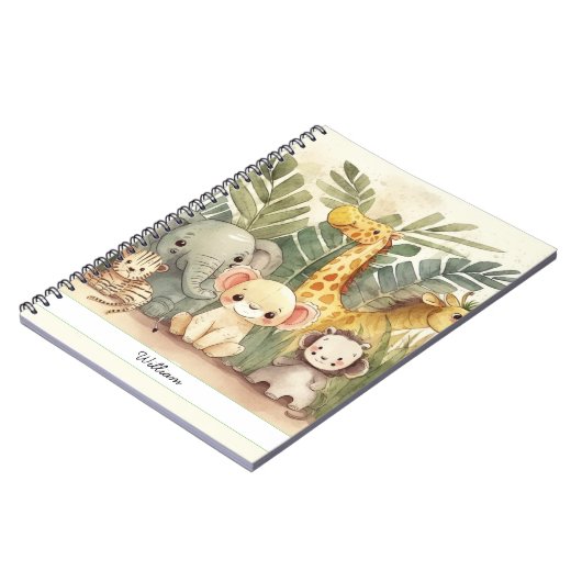サファリパーソナライズされたーのジャングル動物 ノートブック (左側)