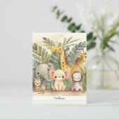 サファリパーソナライズされたーのジャングル動物 ポストカード (スタンド正面)