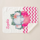 サファリパーソナライズされたー動物のカップベビーブランケット シェルパブランケット (正面(横))