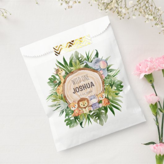 サファリパーソナライズされたー動物パーティー フェイバーバッグ (封をした状態)