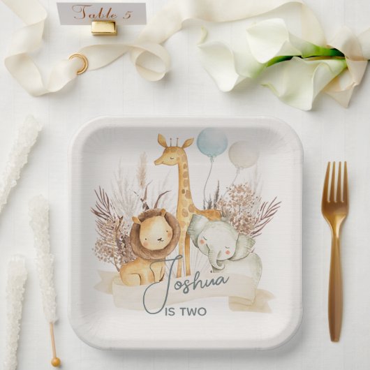 サファリパーソナライズされたー動物紙プレート ペーパープレート (ウェディング)