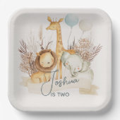 サファリパーソナライズされたー動物紙プレート ペーパープレート (正面)