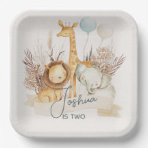 サファリパーソナライズされたー動物紙プレート