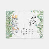 サファリパーソナライズされた動物ベビーマイルストーンブランケット フリースブランケット (正面(横))