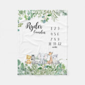 サファリパーソナライズされた動物ベビーマイルストーンブランケット フリースブランケット (正面)