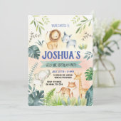 サファリパーティの招待状、動物園の誕生日 招待状 (スタンド正面)