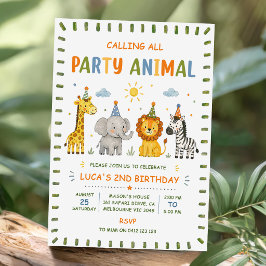 サファリパーティーに集まれ！男の子の誕生日 招待状