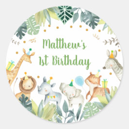 サファリパーティーアニマルジャングル誕生日 ラウンドシール