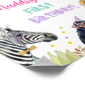 サファリパーティーアニマルズワイルドガール誕生日へようこそ ポスター (角)