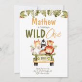 サファリパーティーアニマルズワイルドワン誕生日招待状 招待状 (正面)