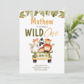 サファリパーティーアニマルズワイルドワン誕生日招待状 招待状 (スタンド正面)