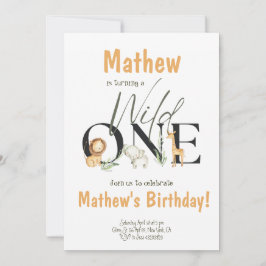 サファリパーティーアニマルズワイルドワン誕生日招待状 招待状