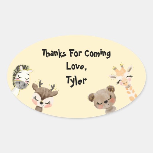 サファリパーティーサンキューステッカー 楕円形シール (正面)