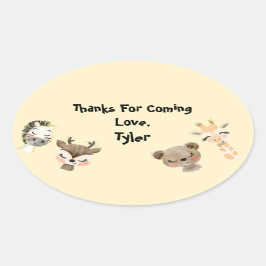 サファリパーティーサンキューステッカー 楕円形シール