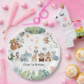 サファリパーティー動物の誕生日パーティー ペーパープレート (パーティー)