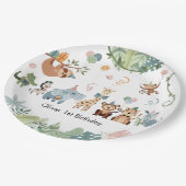 サファリパーティー動物の誕生日パーティー ペーパープレート (アングル)