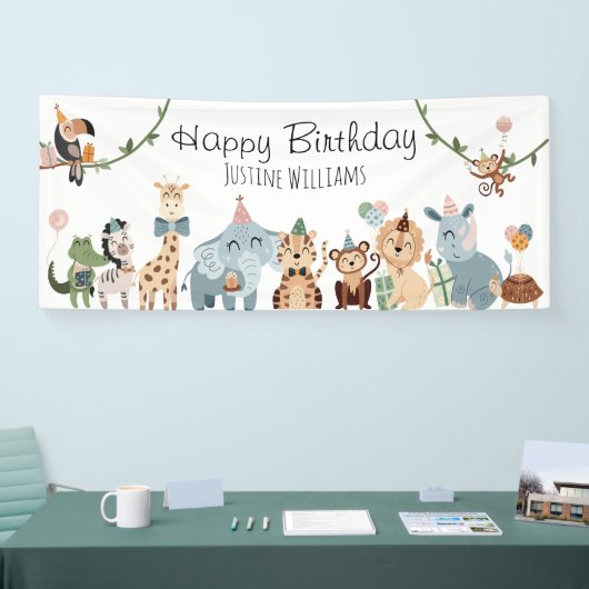 サファリパーティー動物の誕生日パーティー 横断幕 (トレードショー)
