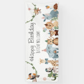 サファリパーティー動物の誕生日パーティー 横断幕 (縦)