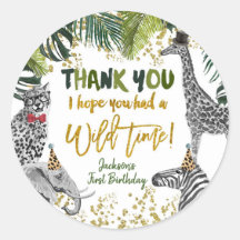 サファリパーティー動物サンキューステッカー