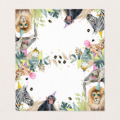 サファリパーティー動物フードラベルガール誕生日 名刺 (外部フラット)