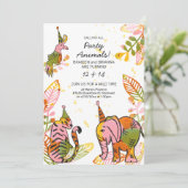 サファリパーティー動物手描きキッドジョイント誕生日 招待状 (スタンド正面)