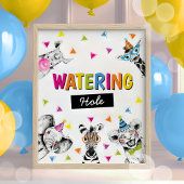 サファリパーティー動物灌水ホール誕生日標識 ポスター