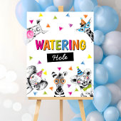 サファリパーティー動物灌水ホール誕生日標識 ポスター