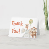 サファリパーティー動物誕生日サンキューカード サンキューカード (正面)