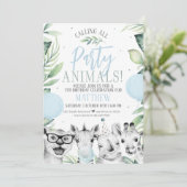 サファリパーティー　どうぶつたちの誕生日パーティー　男子用招待状 招待状 (スタンド正面)