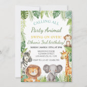 サファリパーティー 動物の誕生日招待状 招待状 (正面)