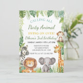 サファリパーティー 動物の誕生日招待状 招待状 (スタンド正面)