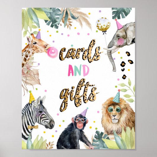 サファリパーティー 動物の誕生日 カードとギフト ポスター (正面)