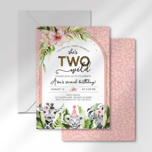サファリパーティー 2歳の誕生日おめでとう Two Wild Jungle 招待状