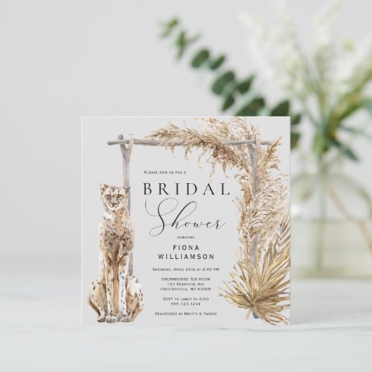 サファリヒョウ結婚ズアーチブライダルシャワー 招待状 (スタンド正面)