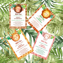 サファリヒョウ野生の1歳の誕生日 招待状