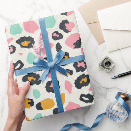 サファリピンクパステルヒョウ ラッピングペーパー