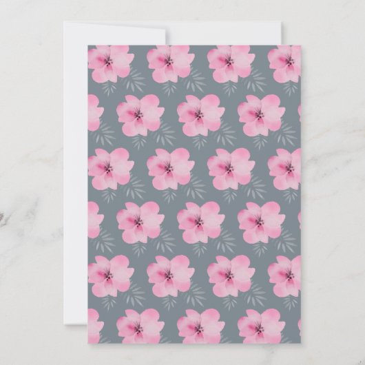 サファリピンクフローラゾウ赤ちゃんシャワーありがとう サンキューカード (裏面)