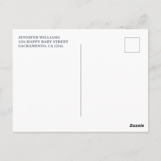 サファリピンクフローラゾウ赤ちゃんシャワーありがとう ポストカード (裏面)