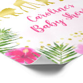 サファリピンク金ゴールドガールベビーシャワーデコールウェルカム ポスター (角)