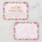 サファリピンク金ゴールド赤ちゃんシャワーベビー用の本を持って来る プレイスカード (正面/裏面)