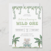 サファリファースト誕生日招待状ソフトグリーン 招待状 (正面)