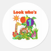 サファリファースト誕生日 ラウンドシール (正面)