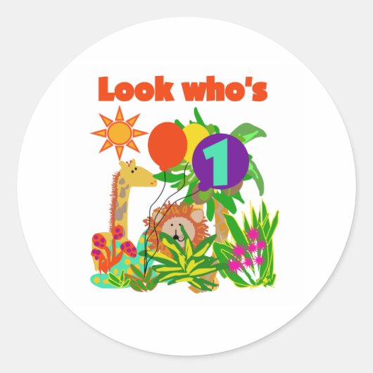 サファリファースト誕生日 ラウンドシール (正面)