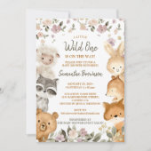 サファリファームアニマルベアキツネラビットラクーンベビー 招待状 (正面)