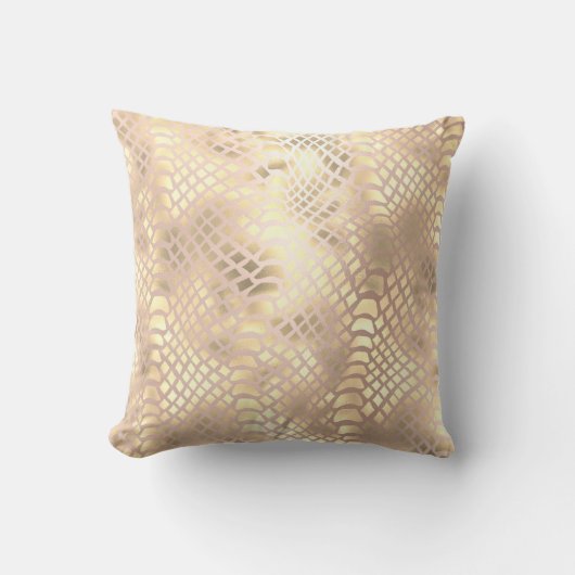 サファリフェイクアフリカ金ゴールドパイソン動物スキンバラ クッション (正面)