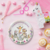 サファリフェミニンジャングルワイルドアニマルズボホベビーガール ペーパープレート (パーティー)