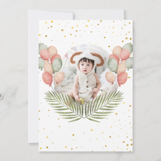 サファリフォトワイルドワンファースト誕生日 サンキューカード (裏面)