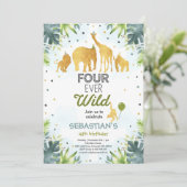 サファリフォーエバーワイルド誕生日招待状グリーン 招待状 (スタンド正面)