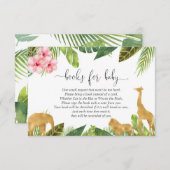 サファリブックリクエスト女の子の赤ちゃんシャワーブックインサート エンクロージャーカード (正面/裏面)