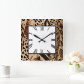 サファリブラウン スクエア壁時計 (ホーム)